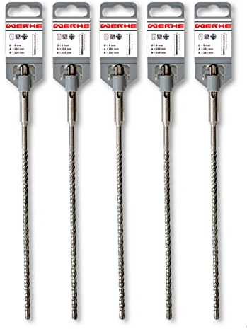 WERHE ® Professionnel 5 pièces SDS Plus forage en béton 6 x 260 mm marteau pierre quadro X quadruple coupeur de croix de coupe