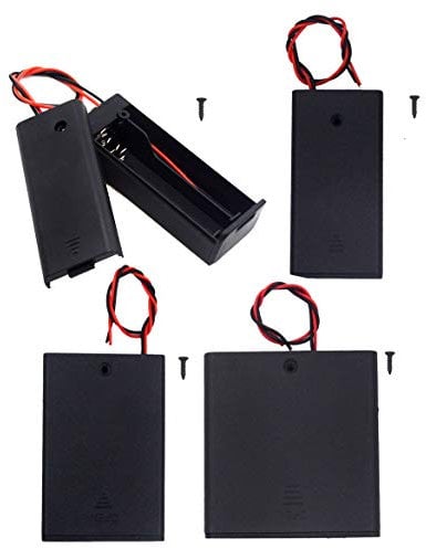 (Pack of 4) AA Battery Holder with Switch and Cover: 1PC Single AA Battery Holder with Cover, 1PC 2 AA Battery Holder with