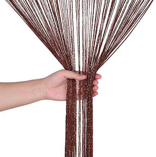 WedDecor Schnur Vorhänge Glitzer Fransen Panel Fliegengitter Zimmer Organizer Quaste Vorhang für Türen, Türöffnung, Windows, Wohnkultur, Ereignis Dekoration, (90cm x 200cm) - Kaffee, 90 x 200cm