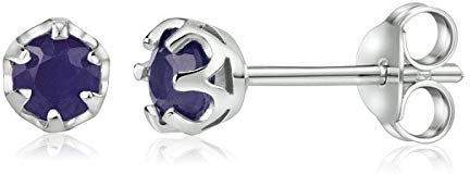 SILVEGO - JJJ1032SA Damen-Ohrringe Sterling-Silber 925/1000 mit natürlichem Saphir 4 mm, Sterling-Silber 925, blauer Saphir, Sterling Silber, Blauer Saphir