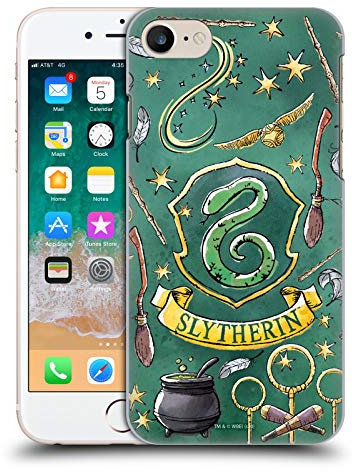 Head Case Designs Officially Licensed Harry Potter Slytherin Pattern Deathly Hallows XIII Hard Back Case Compatible With Apple iPhone 7/8 / SE 2020 & 2022