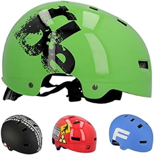 FISCHER BMX Fahrradhelm, Radhelm, Dirt Bike Helm Ride, S/M, 54-58cm, schwarz grün, TÜV geprüft