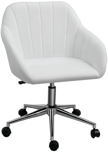 Vinsetto Mid-Back Heimbürostuhl weiß PU-Leder mit Rollen