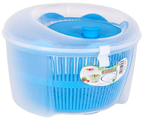Escurridora centrifugadora de ensalada 4,5 litros con manivela color azul 14,5 x 24 x 24 cm