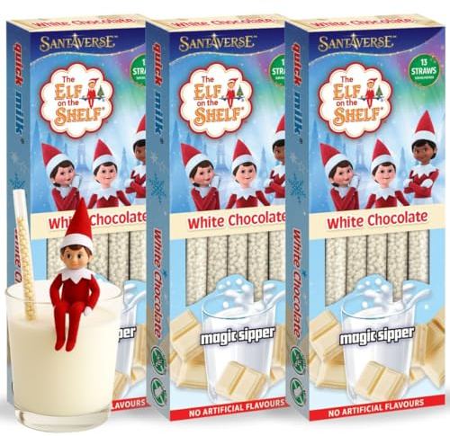 Elf on the Shelf Quick Milk Magic Sippers – Flavoured Milkshake Drink Mix – Fun Christmas for Kids – Multi-Pack Gift Idea (White Chocolate)