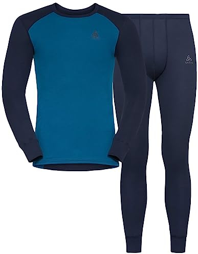 Odlo Herren Active WARM ECO Funktionsunterwäsche-Set, Diving Navy - Mykonos Blue