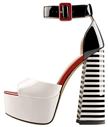 Only maker Damen Plateau Schnallesandaletten High Heel Blockabsatz Sandaletten Chunky Heels Schwarz 46 EU