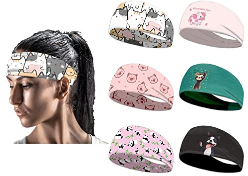 Kuiaobaty Schweine-Stirnbänder und Kopfbandagen für Mädchen, Faultier, Katzen, Frauen, Haarbänder für Make-up, Reinigung, Gesicht, Haar-Accessoires, Pandas, Welpen, Kuh