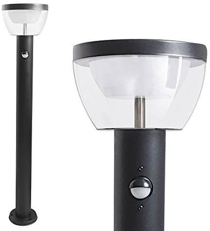 max K O M F O R T LED Aussenleuchte mit Bewegungsmelder Standleuchte Gartenleuchte Wegeleuchte Lampe 9W Schwarz 80cm modern IP54 309A1-800