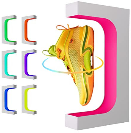 UVEHAS Schwebendes Schuh-Display, Schwebende rotierende Sneaker Stand, Magnetische Levitation Schuhregal mit 16 Farben LED-Licht für Geschenke Schuhe Sammler Shop Werbung Ausstellung Home Decor