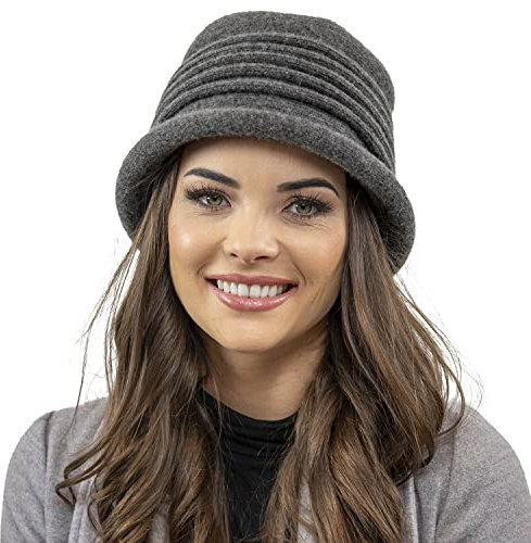 VIVISENCE Damen Winter Hut Mit Klassischem Stil Herbst Warme Strickmütze Garn Mit Wolle Perfekte Passform Wintermütze Für Frauen Ideal Für Kalte Tage Modell 7045, Dunkelgrau,Einheitsgröße