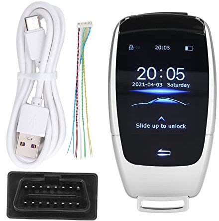 Chiave Remota Intelligente, Chiave Universale Senza Chiave per Auto, Touch Screen LCD, Chiave Intelligente Remota per Modelli di Pulsante Motore Start Stop (d'Argento)