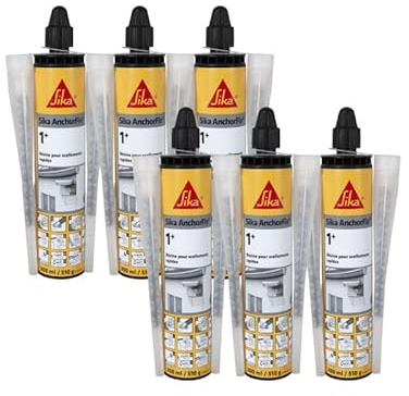 Lote de 6 resinas de sellado químico rápido SIKA Anchorfix-1 Plus - tono piedra - 300ml