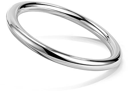 Dankadi Bracelet Poli Massif en 925 Argent 7MM de Large Rond, 60 65 68MM de Diamètre Intérieur Jonc de Manchette Lisse Plein D'argent Simple Style Classique Pour Femme Fille Mère(Diamètre 60MM, 7MM)