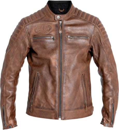 John Doe Dexter Motorrad Lederjacke Herren (braun), XL
