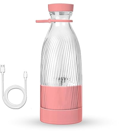 HAZARA Bottle Blender For Smoothies, 500ml, 6 Blades Design Fresh Juice Blender, Wireless Portable Usb Charging Myblendr, For Home, Outdoor Sports, Vehicle,Pink