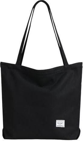 TAN.TOMI Handtasche, Tote Bag mit Taschenfach Groß Shopper Tasche, Schultertaschen für Arbeit Büro Reisen Einkaufen Schule(Schwarz).
