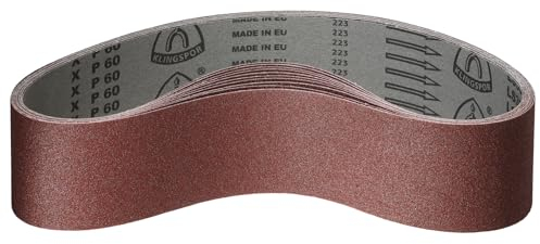 Klingspor Corindón – 75 x 533 mm – grano P100 – 10 unidades – para madera y metal – Base de tejido semiflexible resistente – Bandas de lijado profesional para lijadora de mano