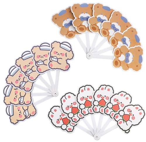 Morices 3 Piece Cartoon Handheld Folding Fans, Creative Kawaii Animals Plastic Fans, Decorative Folding Hand Fans for Party Bag Fillers Guests Favors Teacher Rewards Home Wall Decoration