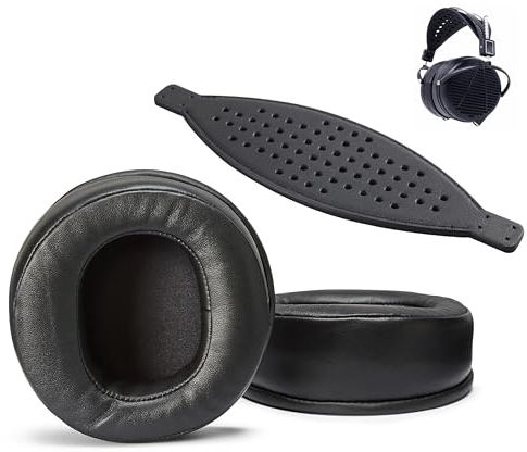 AHG - Almohadillas y diadema LCD de alta calidad compatibles con auriculares Audeze LCD-2 LCD-3 LCD-4 LCD-4z LCD-X LCD-XC LCD-MX4 y LCD-GX (negro). Almohadillas de piel de oveja | Correa de diadema de