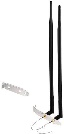 Superbat WLAN Antenne 8dBi 2.4GHz 5.8GHz Dualband RP-SMA Stecker & 25cm U.FL MHF4 auf RPSMA Buchse Kabel +Computer Rear Slot Cover Kompatibel mit M.2 NGFF Intel Wireless Netzwerkkarte(2 STK)