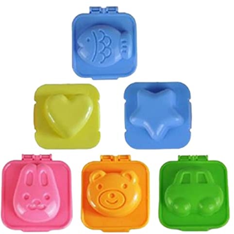 6Pcs Boiled Egg Mould, Cartoon Boil Egg Mold Eggs Cute Sushi Rice Mold Plastic Egg Shaper DIY Tools Decorating Fondant Cake Tool Kitchen Bento Accessories for Kids