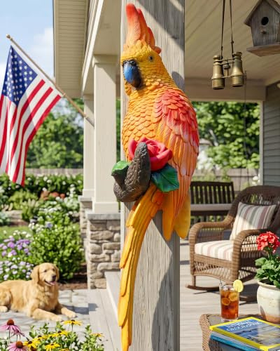 Euiroet Perroquet tropical à suspendre, figurines d'oiseaux en résine véritable, statues d'oiseaux, décoration d'intérieur pour bar Tiki, parfait pour les décorations de cour, décorations d'arbre en