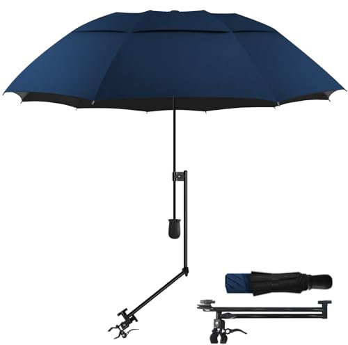 HOBVO UPF 50+ Golf Umbrella with Adjustable Universal Clamp,Portable Umbrellas for Rain,Beach Umbrella with clamp for Beach Chair,Golf Cart, Stroller,Fishing,Patio,Manual Open & Close