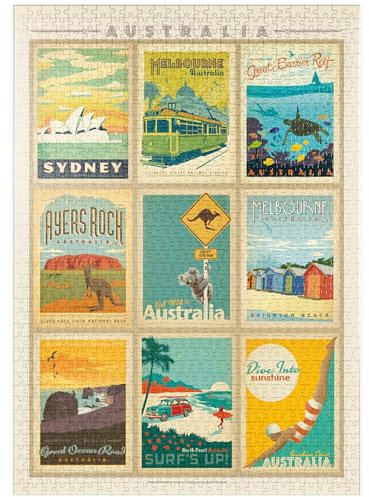 MyPuzzle Australia: Multi-Image Print, Vintage Poster - Premium 1000 Teile Puzzle - MyPuzzle Sonderkollektion von Anderson Design Group