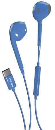 Music Hero USB-C kabelgebundene Ohrhörer, USB-C-Headset, integrierte Bedienelemente, Mikrofon, Semi-In-Ear, blau