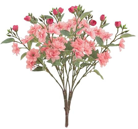 UIYIHIF 2 Pcs Artificial Mini Rose Bouquets 16.5 Inch Faux Rose Cherry Blossom Branches Stems 5 Forks Silk Mini Climbing Roses Bushes for Wedding Party Home Office Decoration