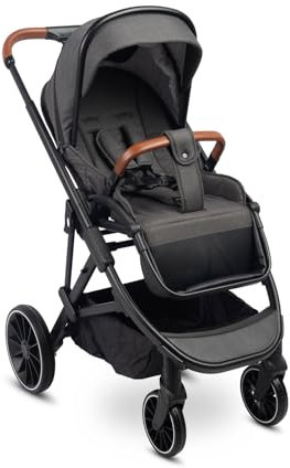 CARETERO RATIO Kinderwagen Buggy - Buggy mit Liegefunktion - Klappbar, mit Regenschutz, Beinabdeckung und 5-Punkt-Sicherheitsgurt - 11 kg Leicht - Dunkelgrau
