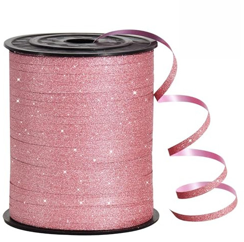 RIBBOOO 500 Yards Rose Gold Curling Ribbons - Glitter Ribbons Curly Ribbons Balloons Ribbon Balloons String for Gift Wrapping Birthday Wedding Christmas Graduation Party Decoration