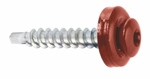 KLIMAS Spenglerschrauben Trapezblechschrauben Bohrschrauben mit EPDM Dichtscheibe für Holzunterkonstruktionen Torx TX-20 (RAL3009 - Oxidrot)