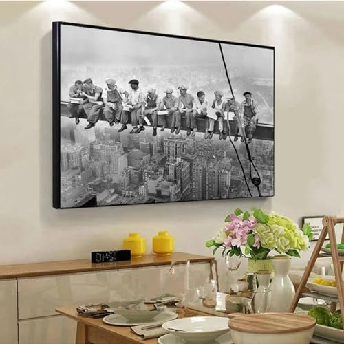 KEMEIQI 1932 déjeunant au sommet d'un gratte-ciel de New York ouvriers de la construction affiche d'art toile peinture impression murale photo décor à la maison 70x100 cm sans cadre