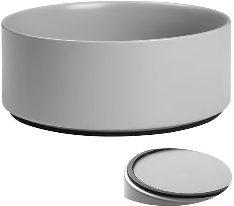 Kitwinney Large Dog Bowls, Non Slip Heavy Ceramic Dog Food and Water Bowl with Silicone Base, 8 Pet Feeding Bowl for Small, Medium, and Big Dogs (Grey, 8 Inches)