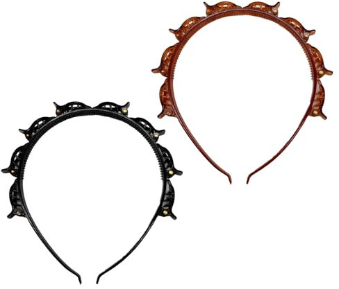 XQMMGO Lot de 2 serre-têtes avec pinces - Serre-tête avec pinces - Barrettes tressées - Accessoires de cheveux pour femmes - Accessoires de coiffure