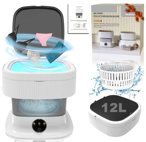 Faltbare Mini Waschmaschine,12L Portable Waschmaschine, Mit 3 Modi, Reinigung für Unterwäsche, Babykleidung, Socken, Kleine Feinwäsche, Tragbare Camping Waschmaschine Faltbar für Wohnung