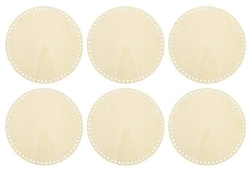 PATIKIL 6 Stück Gehäkelter Korbboden 25cm Runde Korb Basis aus Holz zum Häkeln Holzboden mit Löchern Häkelkorb Zubehör für DIY Korbflechten Webbedarf Geldbörse Kunsthandwerk