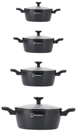 MASTERPAN 8-teiliges Kochgeschirrset, Antihaftbeschichtung, für alle Herdarten BLACK MP2802