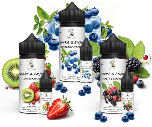 POPY TRADE - Shake & Enjoy - 3er Set No. 2 - Overdosed Aroma 10ml in 120ml Chubby Gorilla Flasche, einfaches mischen. Für Vernebler, Nebelmaschinen, Diffusor, Lebensmittel, Getränke uvm.