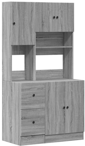 Willood küchenschrank küchenschränke buffetschrank Hochschrank Küche Grau Sonoma 95x50x180 cm Holzwerkstoff