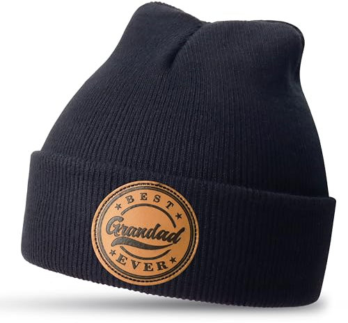 Jeasona Beanie-Mütze für Herren, Einheitsgröße, Winter, Herbst, warm, Black-Best Grandad, Einheitsgröße