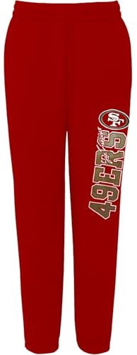 NFL Kinder Jugend 8–20, offiziell lizenziertes Team-Banner, Primär-Logo, Fleece-gefüttert, Fußball-Sweathose, Jogginghose, San Francisco 49ers - Rot, 14-16