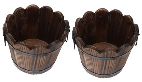Levemolo 2stücke Pflanzer Topf Barrel Blumentopf Wiederverwendbar Gemüsetopf Kleine Pflanzer Entwässerung Pflanztopf Garten Terrasse Veranda