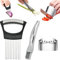 2Pcs Onion Slicer, 1Pcs Stainless Steel Finger Guard Chopping, with Hanging Hole Spring Onion Slicer, Finger Protectors for Cutting, Kitchen Gadgets for Cutting Vegetables, Fruits, Potatoes, Eggs