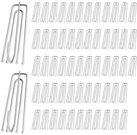 60 Stück Gardinenhaken Metall,Edelstahl Curtain Hooks,4 Zinken Faltenhaken für Gardinen,Vorhanghaken für Schienen zum Einhängen,Vorhang Faltenhaken Duschvorhanghaken für Vorhangringe Schienen