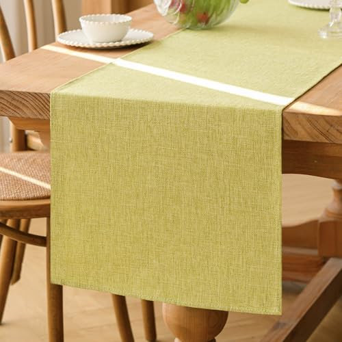 Kiatuniya Tischläufer Modern Table Runner Salbeigrün Tisch Läufer 40x180 cm Frühling Abwaschbar Tischdekoration Boho Landhausstil Tischband Dekostoff für Geburtstag Hochzeitsdeko Kommode Party Dekor