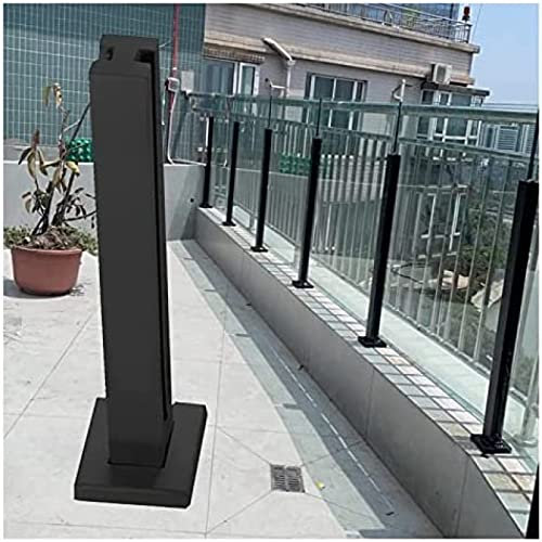 Poteau de clôture en acier inoxydable noir pour balcon extérieur avec panneaux en verre 125 cm