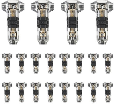 COZERI 20 Stück Wasserdicht T Verbinder, Niederspannung T/H Hahn Kabelverbinder 1polig, 1-Wege T/H Verbinder, Kein Abisolieren Erforderlich, Schnellverbinder für Drähte, Kabel Verbinden